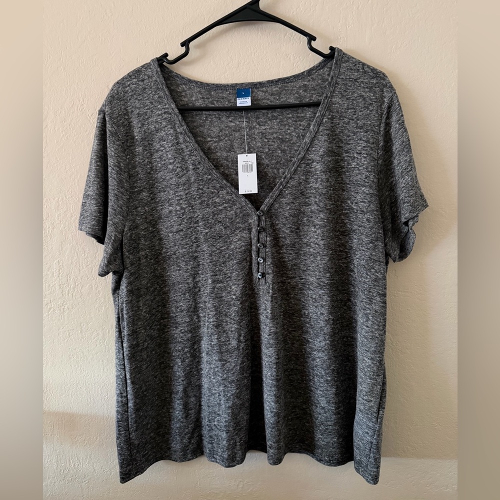 Old Navy Charcoal Short Sleeve V-Neck Top